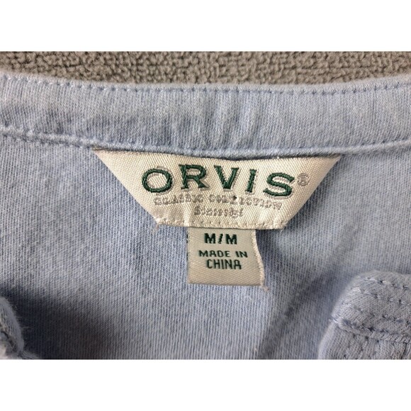 Orvis T-Shirt Top Blouse Women's Large Light Blue V-Neck 3/4 Sleeve Pima Cotton - Picture 5 of 11